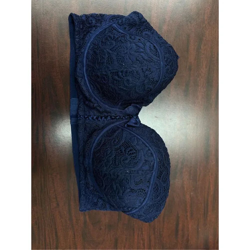 Adore Me Navy Lace Strapless Bra Size 38DDD